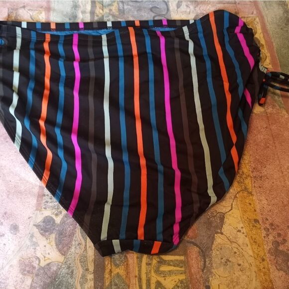 Terra & Sky2X (20W-22) Woman Plus Striped Tummy Control High Waist Bikini Swim - Picture 4 of 4